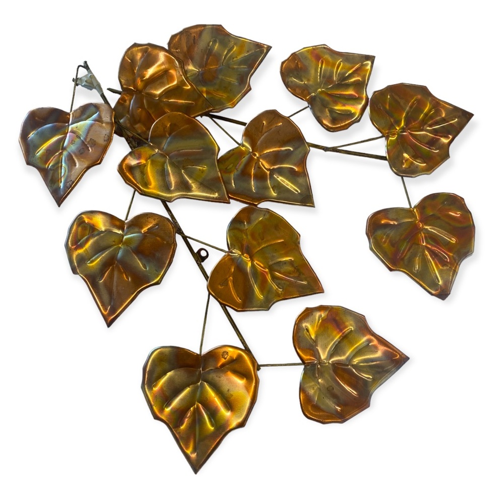 Mid century modern Wall Decor MCM copper Tone metal leaves